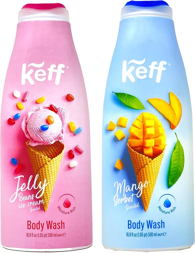 Keff Creamy Dessert Body Wash â€“ Product of Israel, Moisturizing Body Wash with Shea Butter, Vitamin E, and Aloe Vera 16 Ounce (Pack of 2) (Jelly Bean & Mango Sorbet) - Image 2